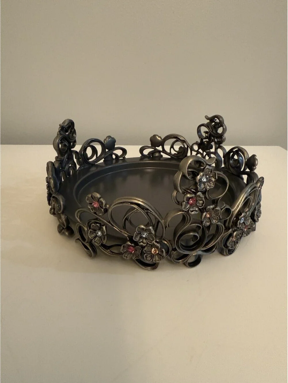 PartyLite Jewels 3-Wick Candle Holder ~ Pewter/Metal ~ NO Box ~ EUC